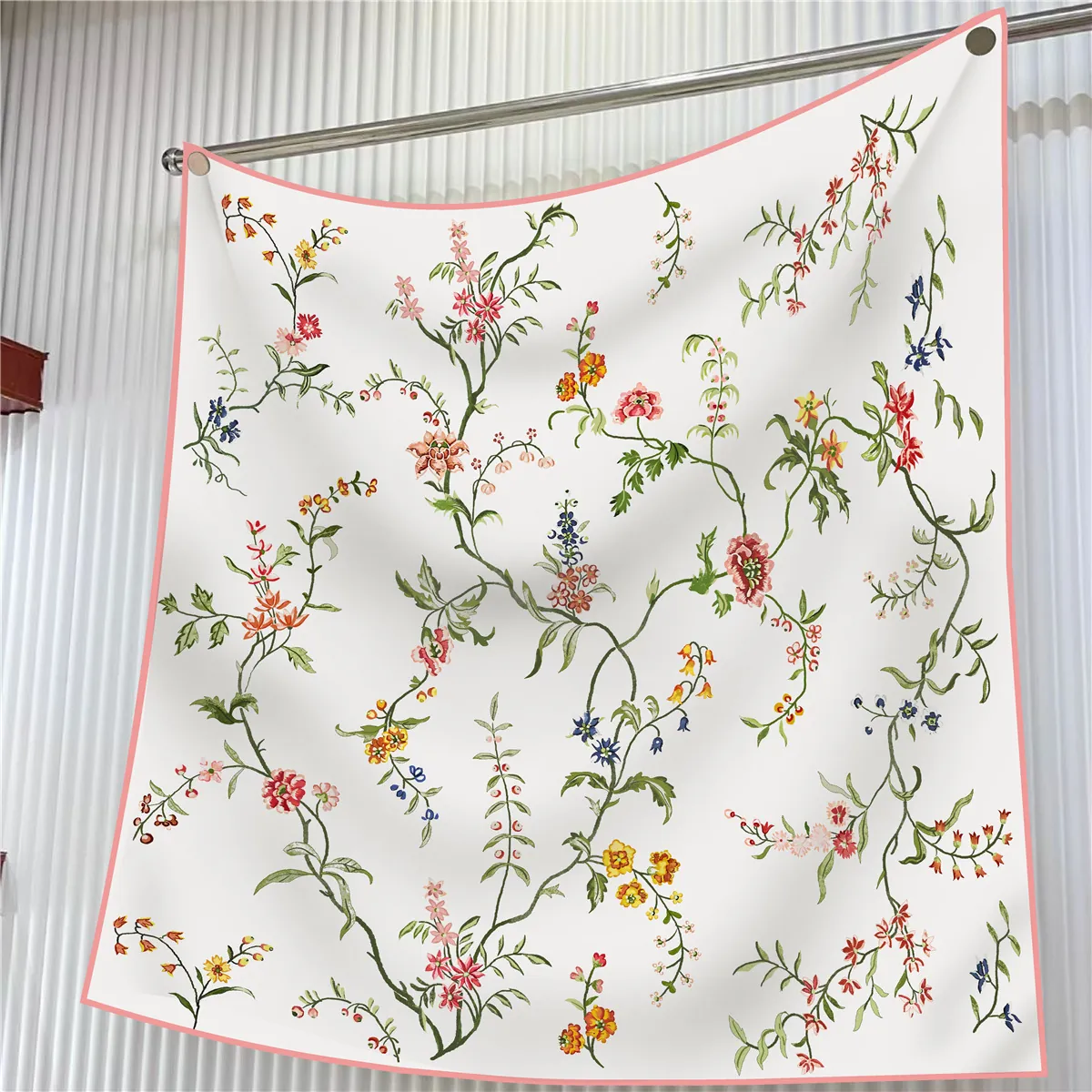 Luxury Satin Square Scarf Floral Print Fashion Elegant Silk-Like Sunscreen Shawl Versatile Neck Scarf Wrap Accessories For Women