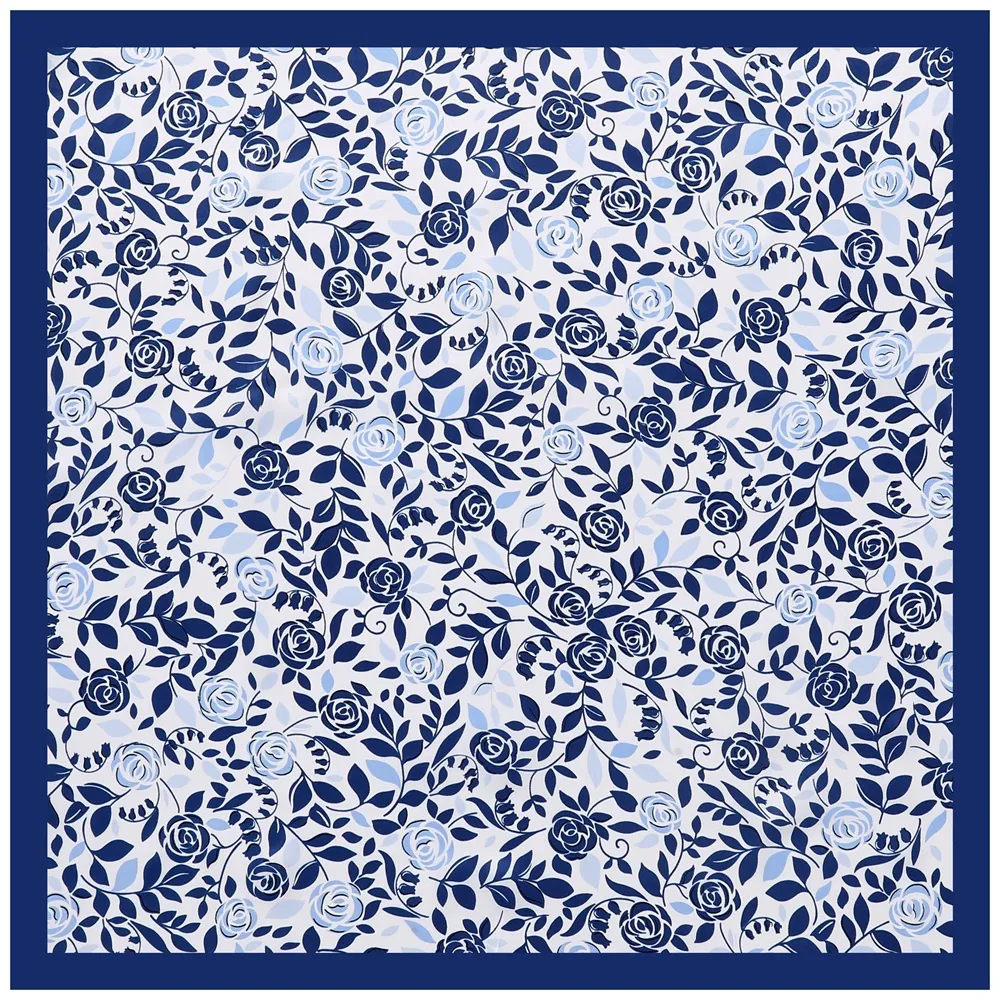 Elegant Retro Rose Floral Pattern Satin Square Scarf For Women Decorative Fashion Neck Scarf Office Lady Head Scarf Accessory