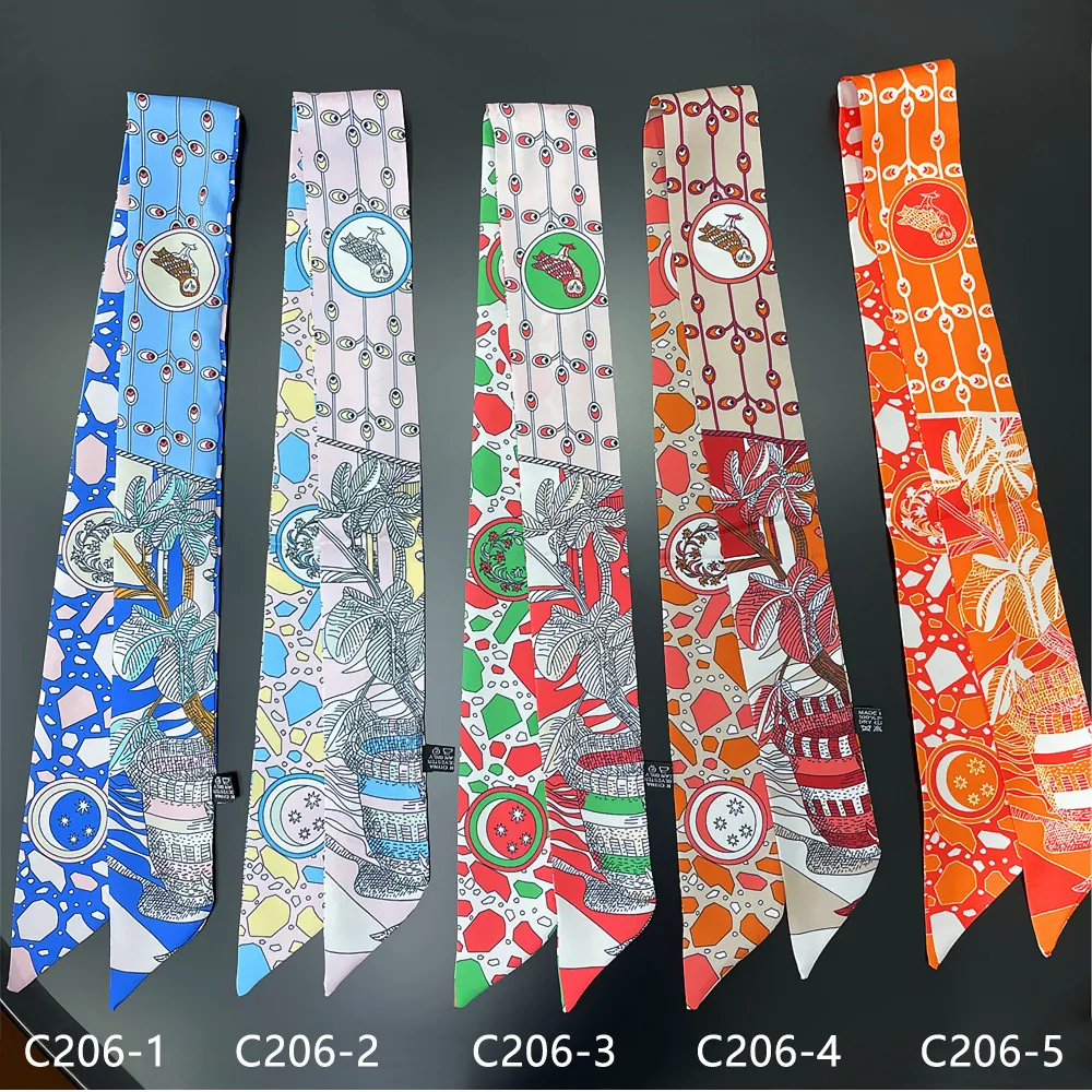 Women's Satin Scarf With Owl Floral Print Multifunctional Fashion Ribbon For Handbag Handle Hair Band Neck Tie Accessory