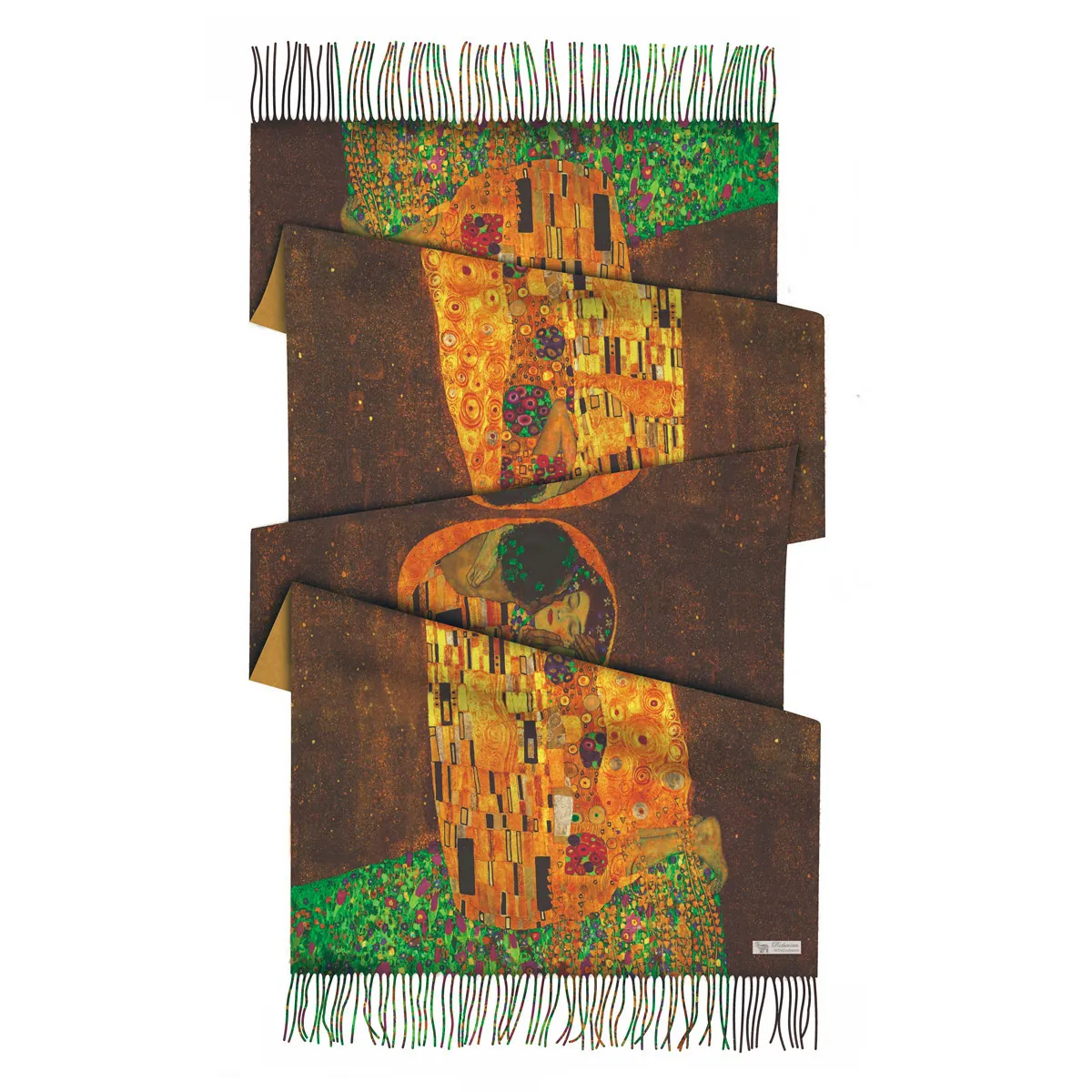 Vintage Gustav Klimt The Kiss Oil Painting Print Long Scarf For Women Tassel Fringe Cashmere-Like Shawl Wrap Scarf For Office