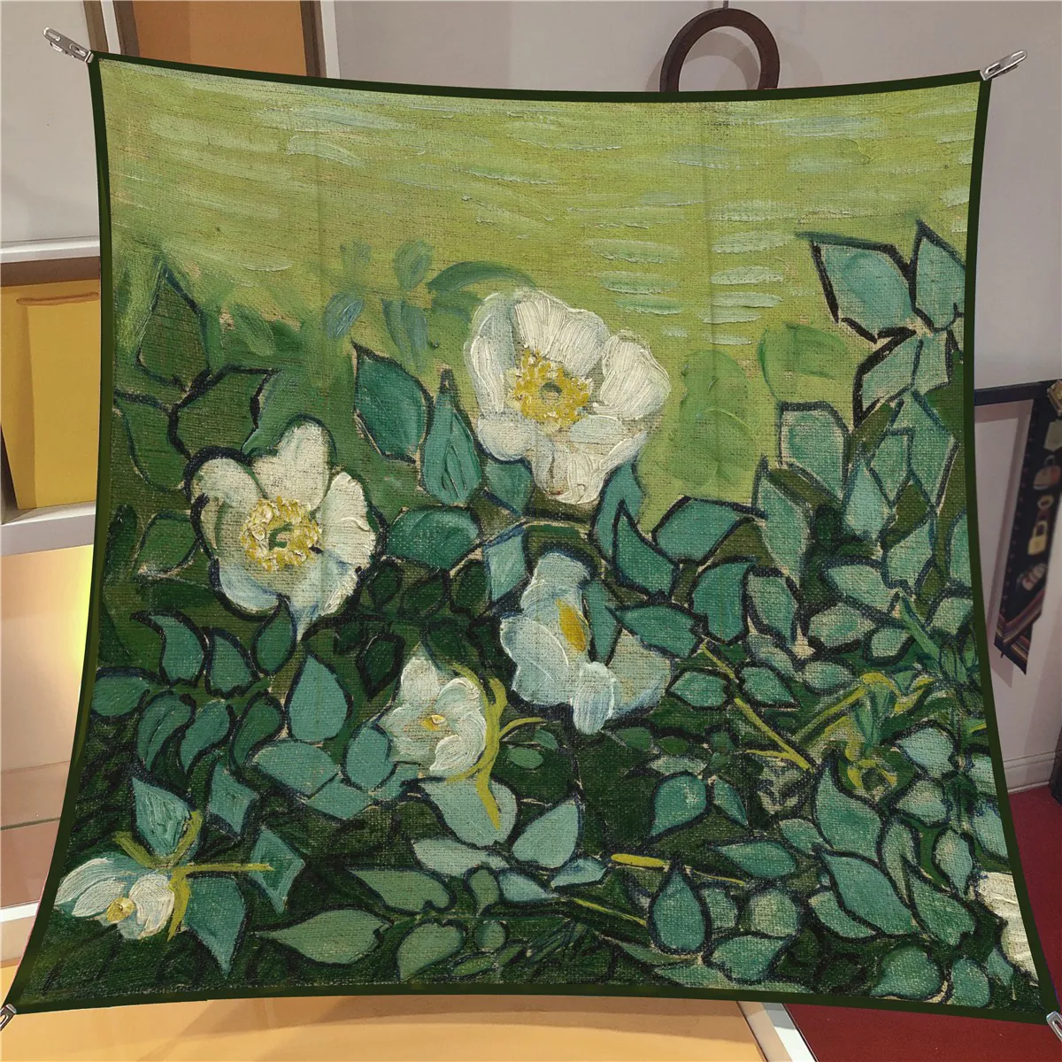 Pañuelo Pintura al Óleo Rosas de Van Gogh Cuadrado Pañuelo de Satén Tacto Seda Chal Artístico Abrigo de Cabeza Moda Mujer Accesorios
