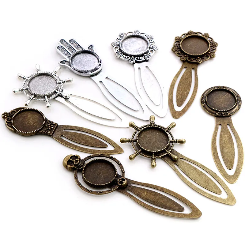 Base per Segnalibro in Lega di Zinco Vintage con Timone Mano di Fatima Motivo Floreale DIY Componenti per Gioielli Argento Bronzo