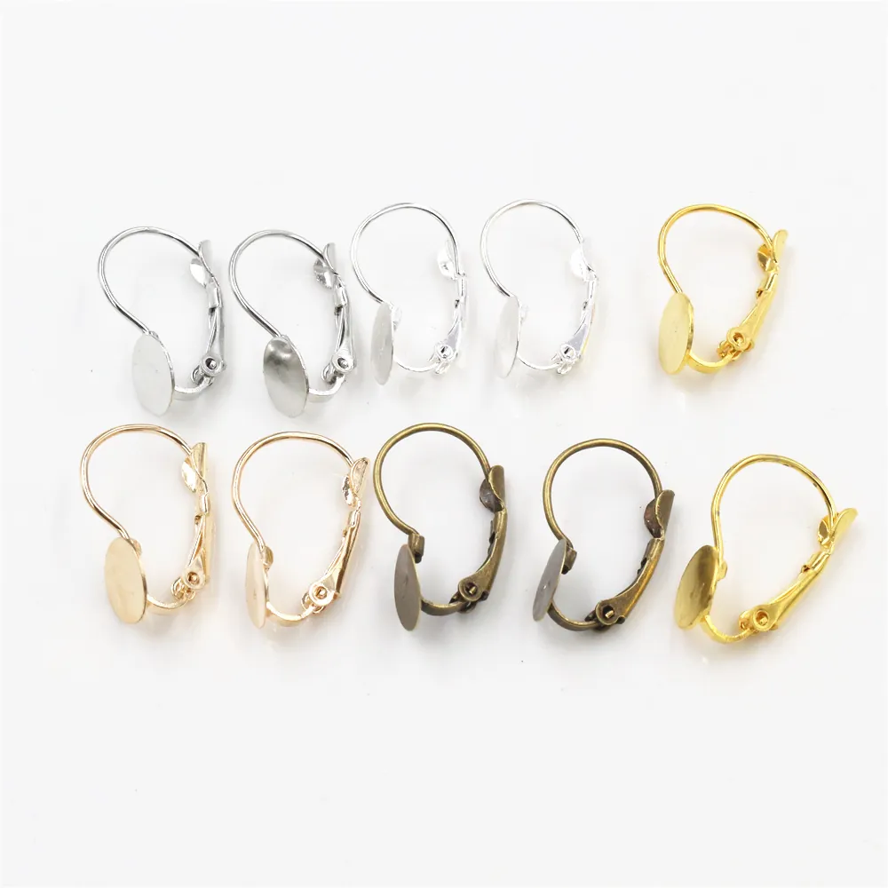 French Leverback Earring Hooks With Round Flat Pad Base For DIY Jewelry Making Crafts Metal Earring Components Findings