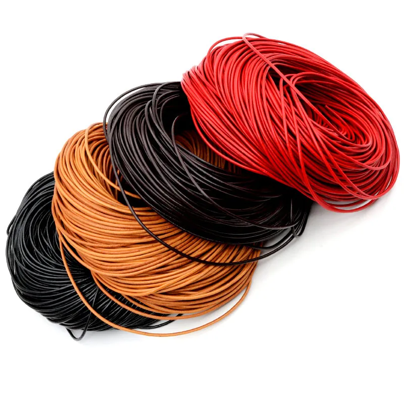 Round Genuine Leather Cord Cowhide String For DIY Jewelry Making Bracelet Necklace Hanging Cord Retro Craft Material