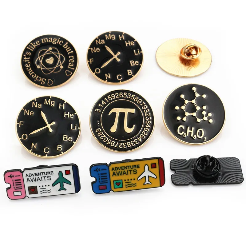 Science Chemistry Pi Molecule Enamel Lapel Pin Adventure Awaits Ticket Badge Zinc Alloy Decorative Brooch For Backpack Clothing Accessories