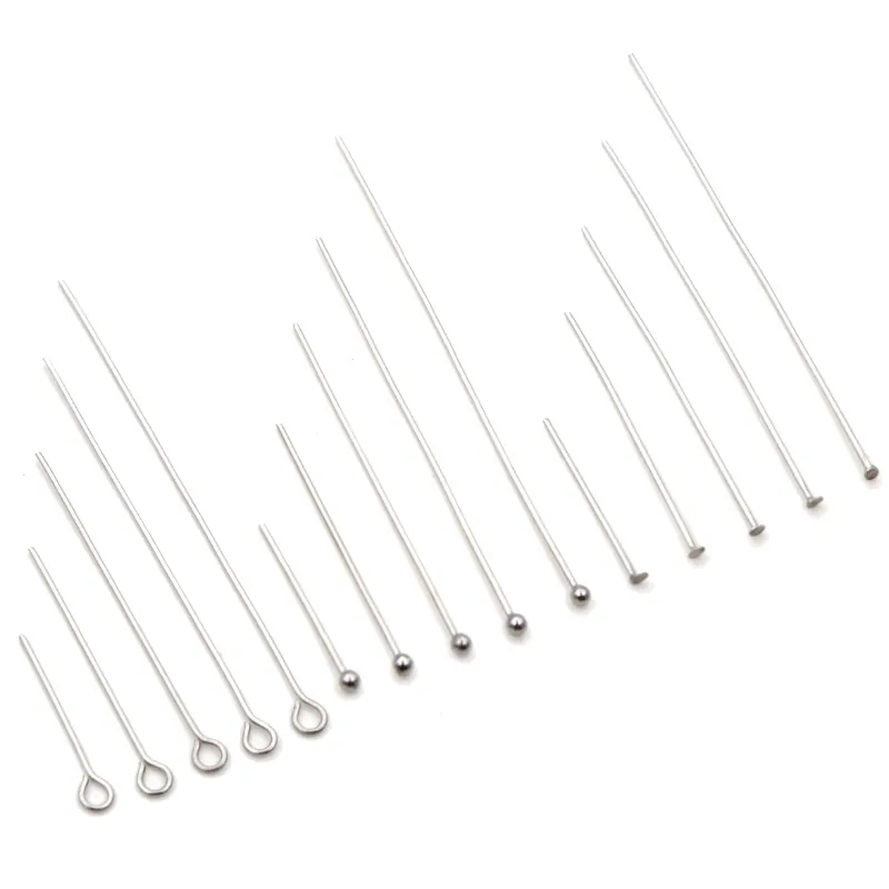 Spilli Per Gioielli In Acciaio Inossidabile Per Fai Da Te Testa Tonda Testa Occhiello Testa Piatta Argento Accessori Connettore