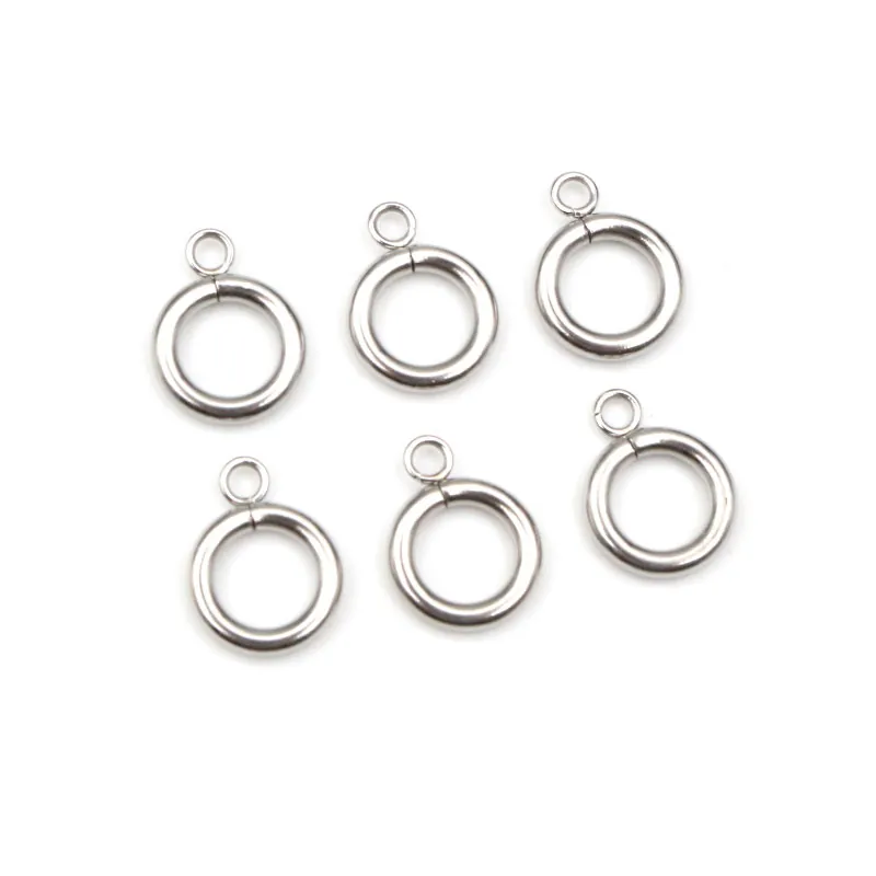 Fermoir Anneau à Ressort Rond en Acier Inoxydable pour Fabrication Bijoux DIY Connecteur Boucle Avec Trou Suspension Argent Métal