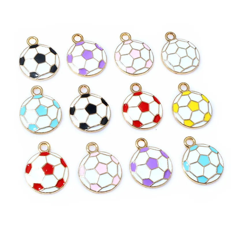 Pendentifs de Ballon de Football en Alliage Émaillé pour Fabrication de Bijoux DIY Collier Bracelet Charmes de Football