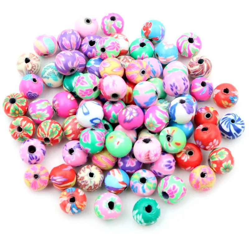 Perles en Pâte Polymère Multicolores Fleur Millefiori Rondes en Vrac pour Fabrication de Bijoux Bracelets Colliers DIY Accessoires d'Artisanat