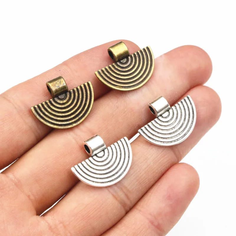 Antique Zinc Alloy Fan Shape Pendant Only Without Chain For DIY Jewelry Making Necklaces Bracelets Bohemian Wave Charms Accessory