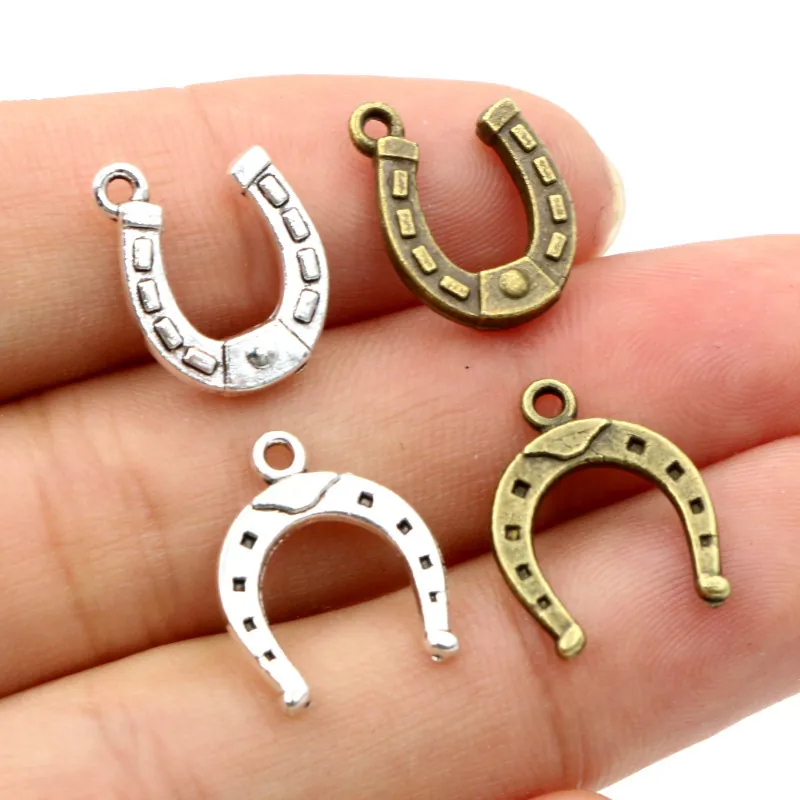 Lucky Horseshoe Alloy Charms DIY Jewelry Making Accessories Antique Zinc Alloy Vintage Pendants For Necklace Bracelet Handicraft