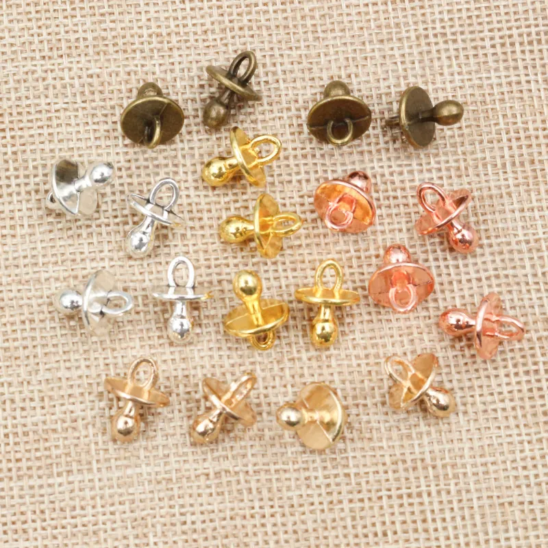 Alloy Baby Pacifier Mini Pendants For DIY Jewelry Making Necklace Antique Gold Silver Rose Gold Charm Accessories