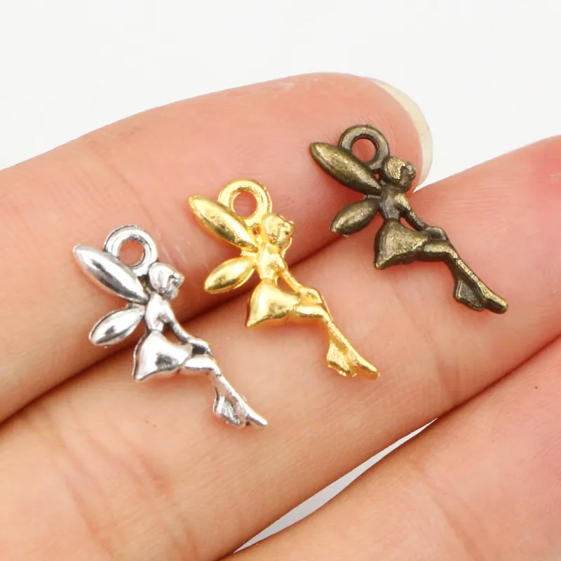 Alloy Fairy Elf Girl Pendant Charms For DIY Jewelry Making Necklace Bracelet Accessory Antique Gold Silver Bronze Findings