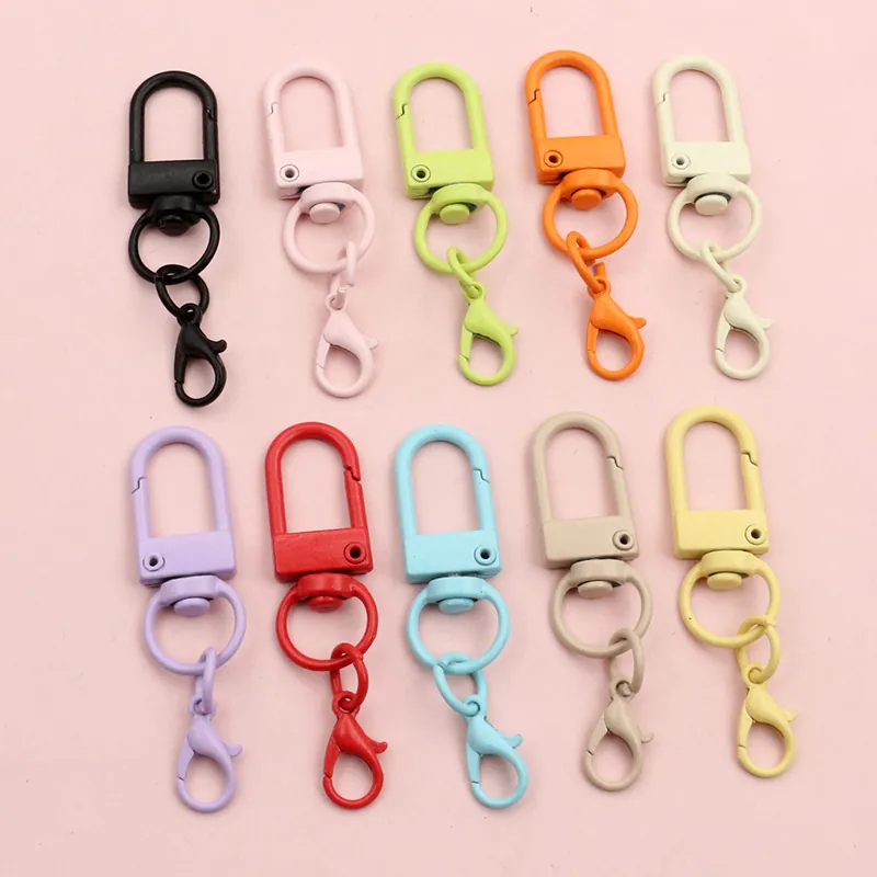 Colorful Rotating Lobster Claw Clasps Zinc Alloy U Shape Buckle DIY Keychain Accessories For Doll Bag Charms Assorted Colors