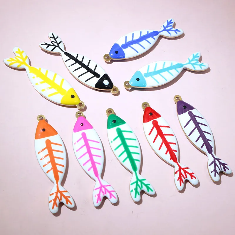Pendenti a Lisca di Pesce in Acciaio Inossidabile Ciondoli Colorati in Smalto per Creazione di Gioielli DIY Accessori Artigianali