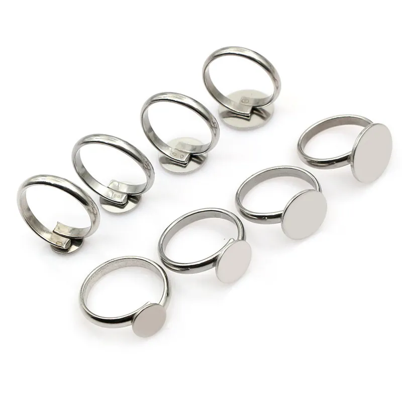High Quality Stainless Steel Adjustable Ring Base With Flat Round Tray For DIY Jewelry Making Vintage Metal Findings Accessory