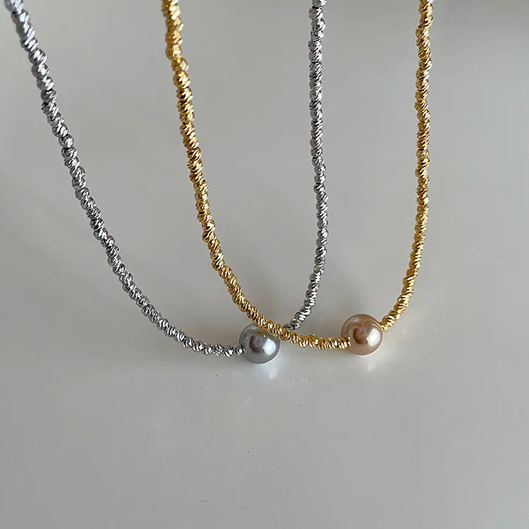Unregelmäßige Metallperlenkette Mit Künstliche Perlenanhänger Minimalistische Koreanische Stil Vintage Elegante Choker Für Damen Schmuck