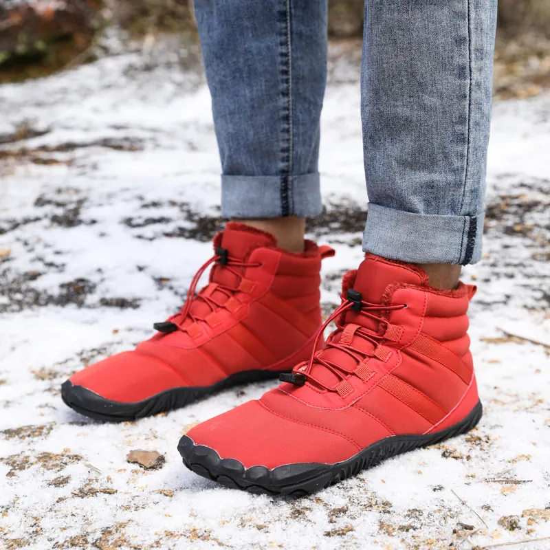 Stivali da Neve Invernali Impermeabili per Uomo Donna Fodera in Peluche Ispessita Suola in Gomma Antiscivolo Caldi Stivali da Trekking Barefoot