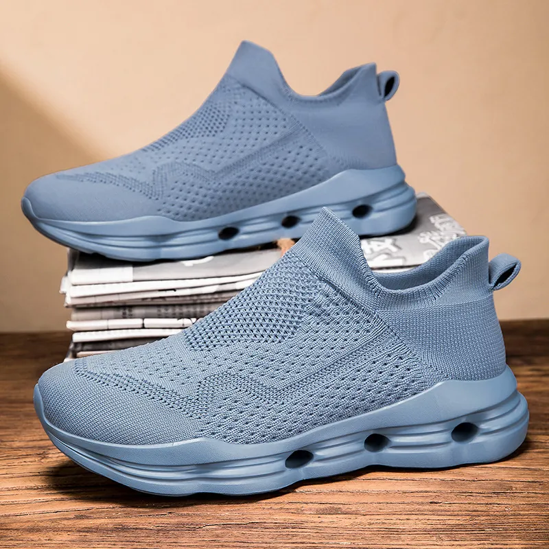Men Women Breathable Flyknit Walking Shoes Slip On Sock Sneakers Lightweight Cushioning Casual Athletic Footwear Everyday