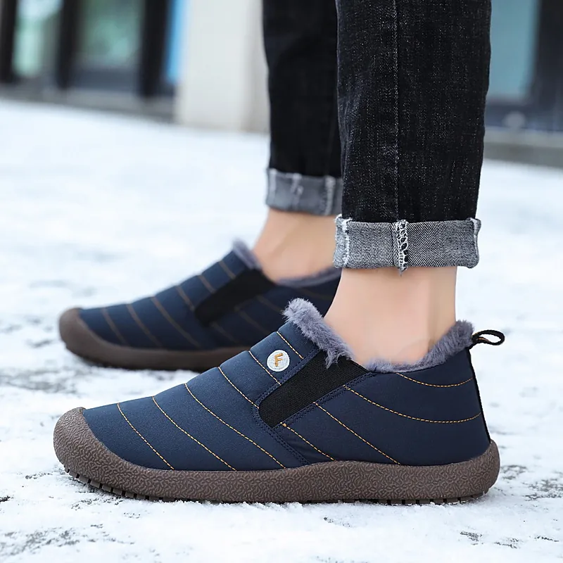 Winter Waterproof Snow Boots For Men Women Thermal Fleece Lined Anti-slip Outdoor Warm Shoes Slip-on Zipper Casual Boots