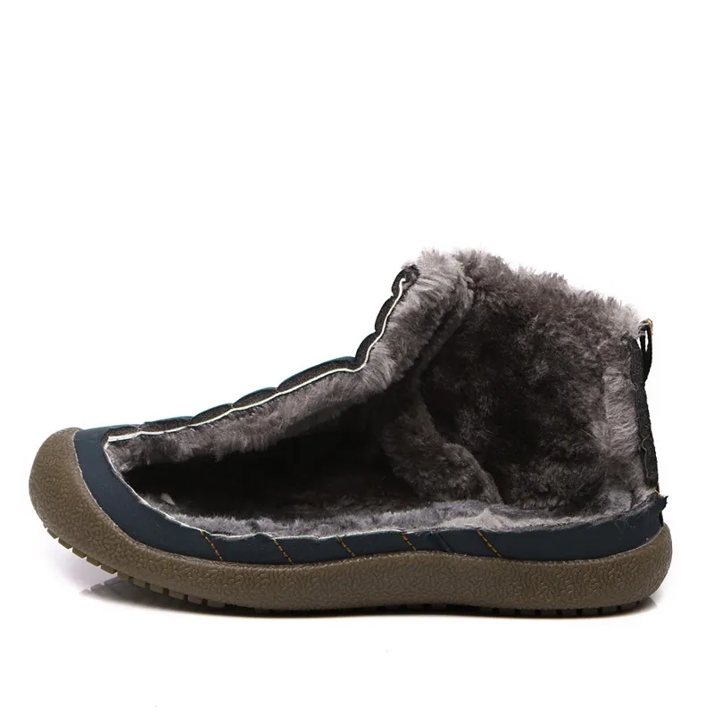 Unisex Waterproof Winter Snow Boots With Warm Fur Lining Outdoor Slip-On Padded Shoes For Men Women Non-Slip Wear-Resistant Cotton Boots