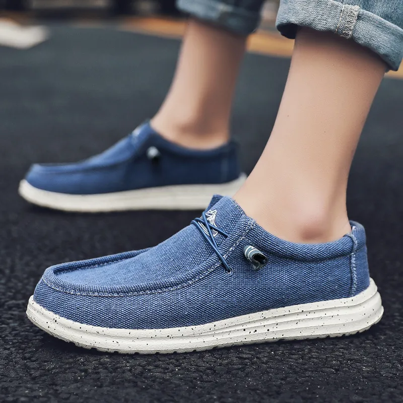 Mocassins Décontractés en Toile pour Hommes et Femmes Chaussures de Bateau Respirantes à Enfiler avec Semelle Intérieure en Liège et Semelle Éclaboussée
