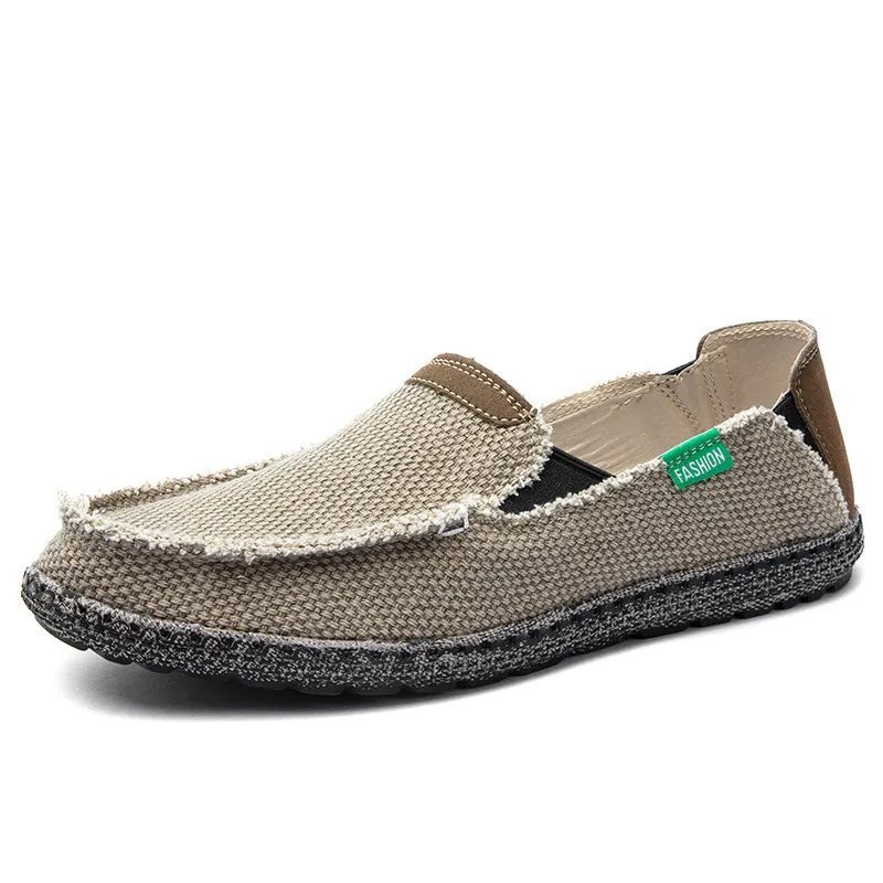 Herren Canvas Loafer Lässige Slipper mit Fransen-Design Retro Fischer Schuhe Gummisohle Rutschfeste Leichte Walking-Schuhe