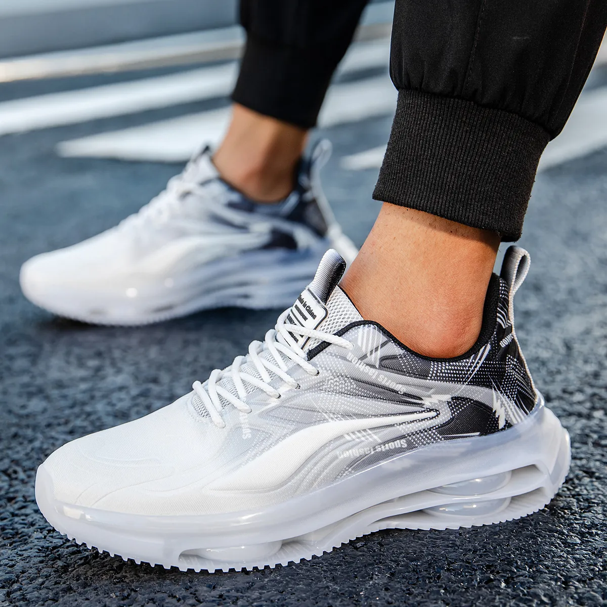 Unisex Gradient Air Cushion Dad Shoes Platform Sports Running Sneakers Thick Sole Breathable Casual Walking Shoes For Men Women