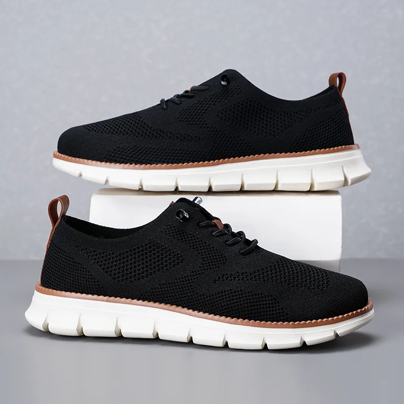 Men Casual Fly Woven Shoes Breathable Lightweight Slip-on Loafers Mesh Lining Non-slip Sneakers Outdoor Walking Footwear
