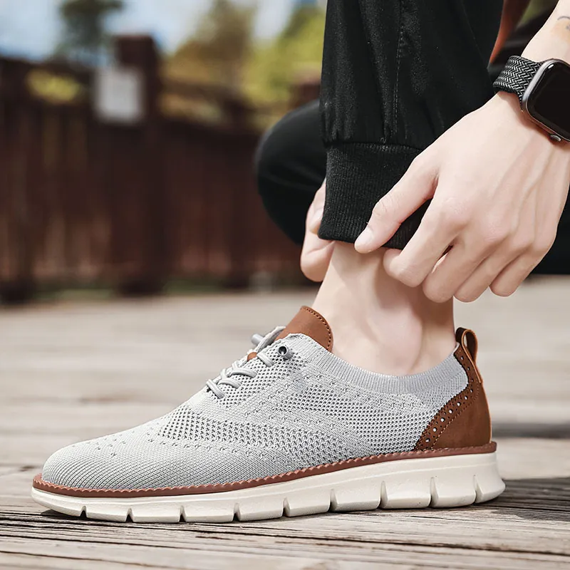 Γυναικεία Casual Flyknit Loafers Αναπνεύσιμα Διχτυωτά Παπούτσια Με Σχέδιο Brogue Ελαφριά Αντιολισθητικά Slip-on Sneakers Για Μετακίνηση
