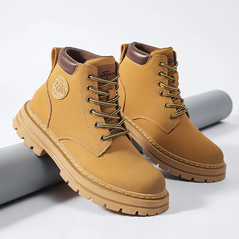 Classic Cowhide Leather Work Boots Frosted Martin Boots For Men Women Non-slip Platform Ankle Boots Autumn Winter Outdoor Shoes