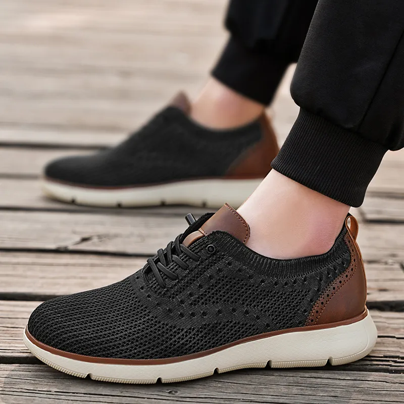 Herren Casual Sneaker Atmungsaktive Fly-knit Mesh Sportschuhe Für Outdoor Tägliches Gehen Große Größe Leichte Mode Fußbekleidung