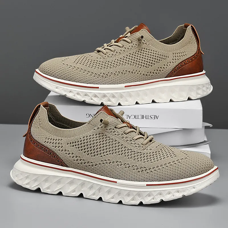 Men Casual Shoes Breathable Mesh Sneakers Thick Sole Shock Absorption Lightweight Fashion Walking Shoes For Men Daily