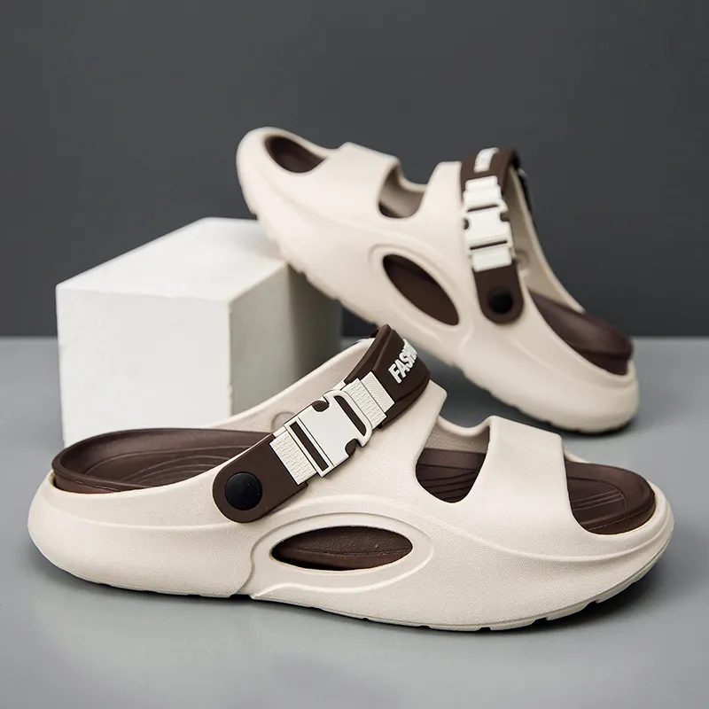 Herren EVA Dicke Sohle Lässige Sandalen Leicht Atmungsaktiv Outdoor Strand Slides Mit Schnalle Mode Buchstaben Sommer Schuhe