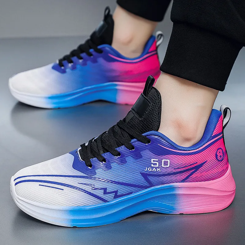 Scarpe da Corsa da Uomo in Mesh Traspiranti Leggere Sneakers Sportive per Jogging Fitness Grandi Dimensioni Colore Sfumato Ammortizzanti Scarpe da Passeggio