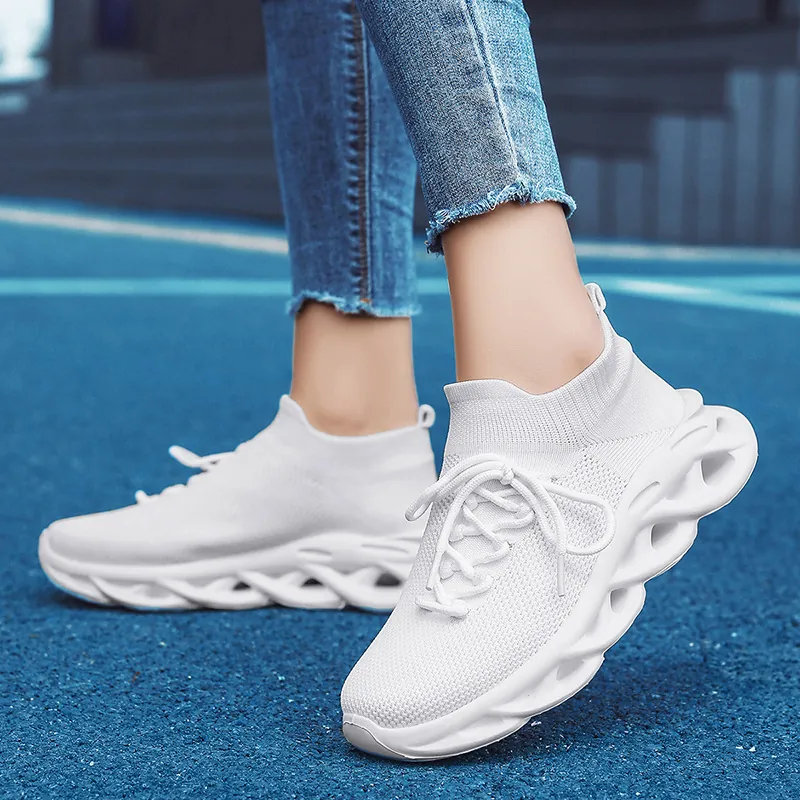 Sneakers Flyknit Traspiranti Unisex Scarpe da Camminata Sportive Leggere con Suola a Lama Casual Mesh Ammortizzanti