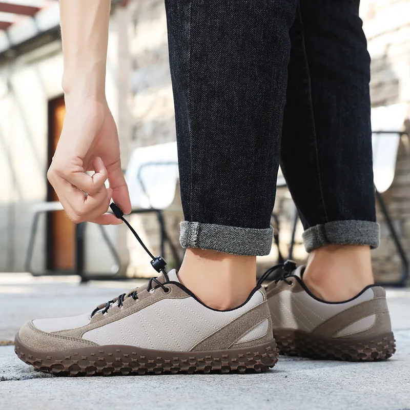 Herren Outdoor Freizeitschuhe Leichte EVA-Sohle Mikrofaser-Spleißen Rutschfeste Schnellverschluss-Loafer Für Herren Atmungsaktive Walking-Sneaker Breite Zehenbox