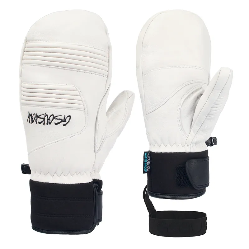 Waterproof Sheepskin Ski Mittens Winter Warm Windproof Thickened Fleece Lined Outdoor Snowboard Gloves For Men Women
