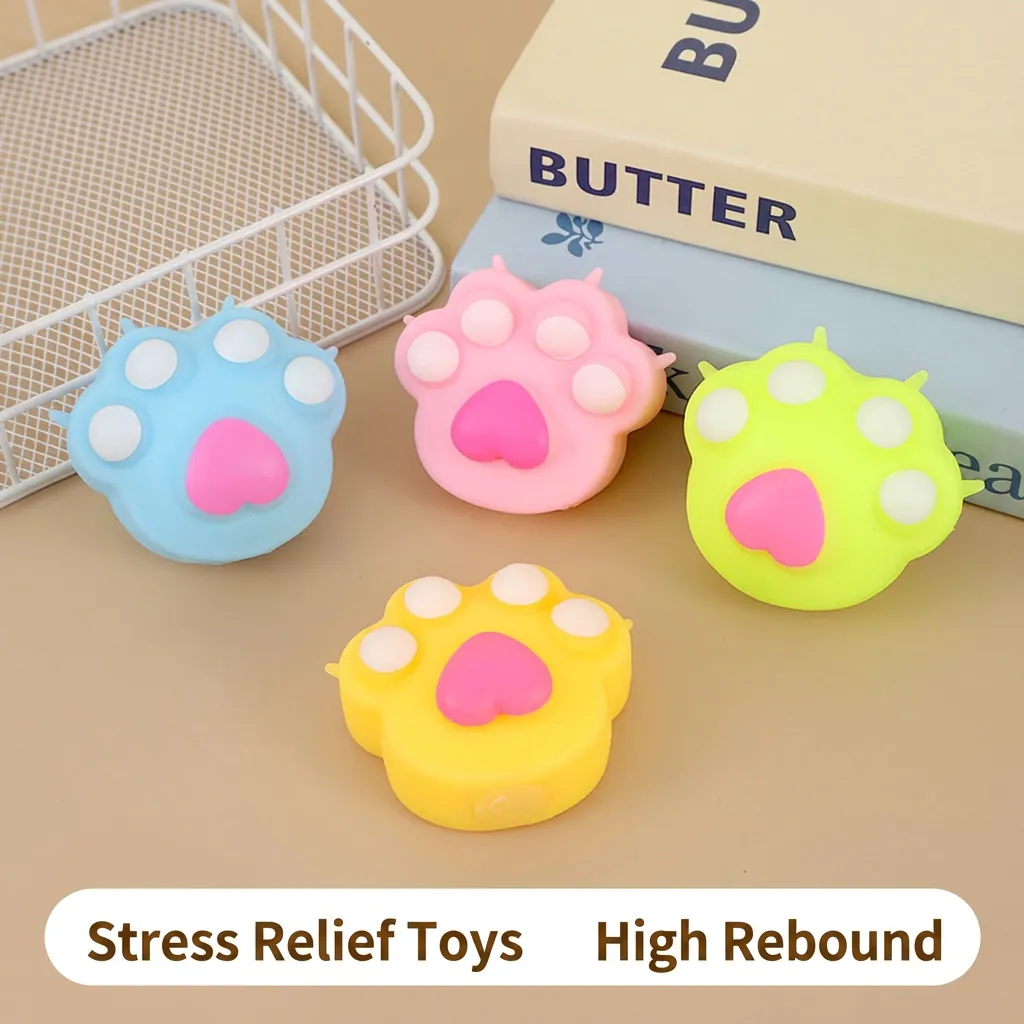 Cute Cat Paw Squeeze Toy Soft TPR Stress Relief Sensory Toy Flour Maltose Filling Slow Rebound Anti Anxiety Fidget Toy
