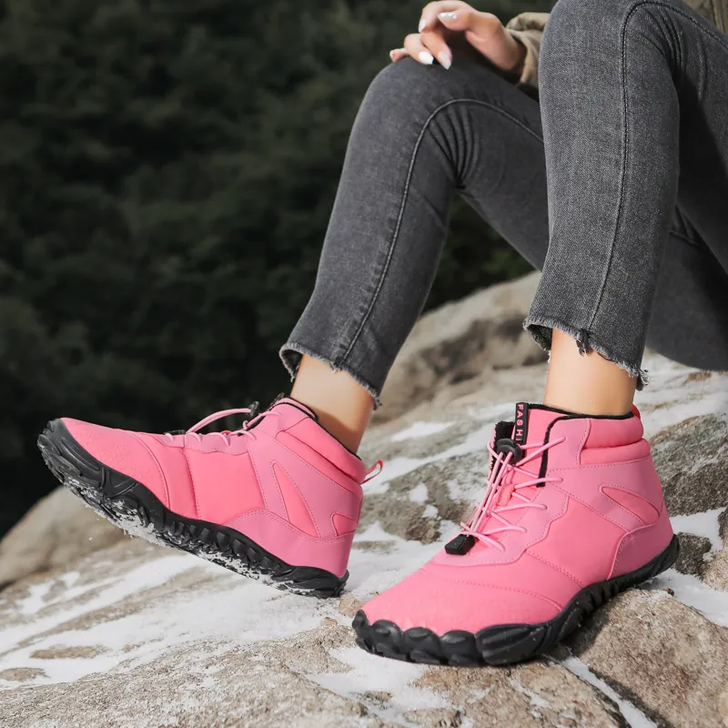 Winter Warm Snow Boots For Men Women High-top Fur-lined Thickened Outdoor Hiking Shoes Anti-slip Rubber Sole Sports Boots