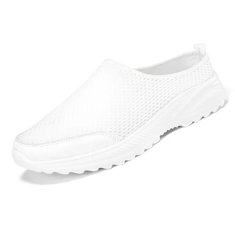 Unisex Breathable Mesh Sneakers Casual Slip-On Lightweight Running Shoes Thick Sole Soft Bottom Textile Walking Footwear