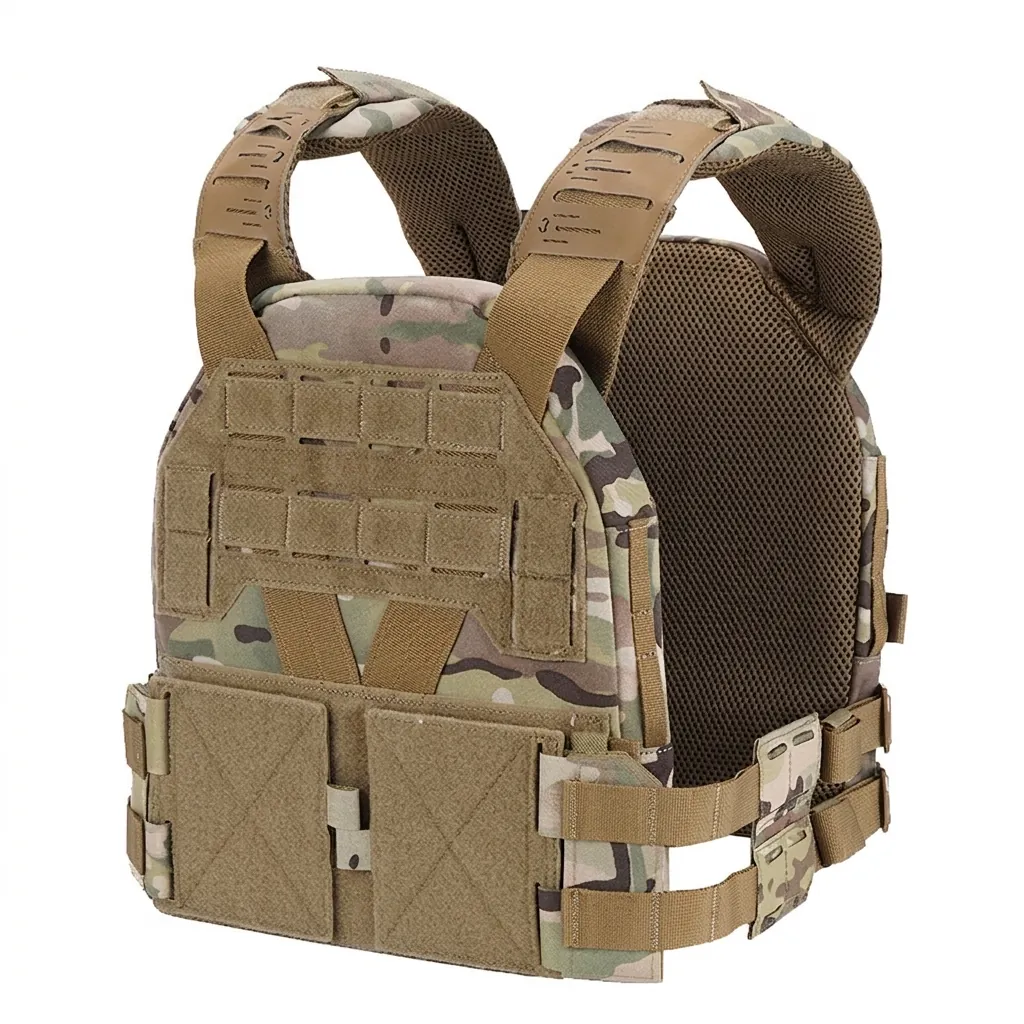 Lightweight 500D Nylon Tactical Vest Plate Carrier Laser Cut MOLLE System Adjustable Protection Gear For CS Outdoor Sports Training