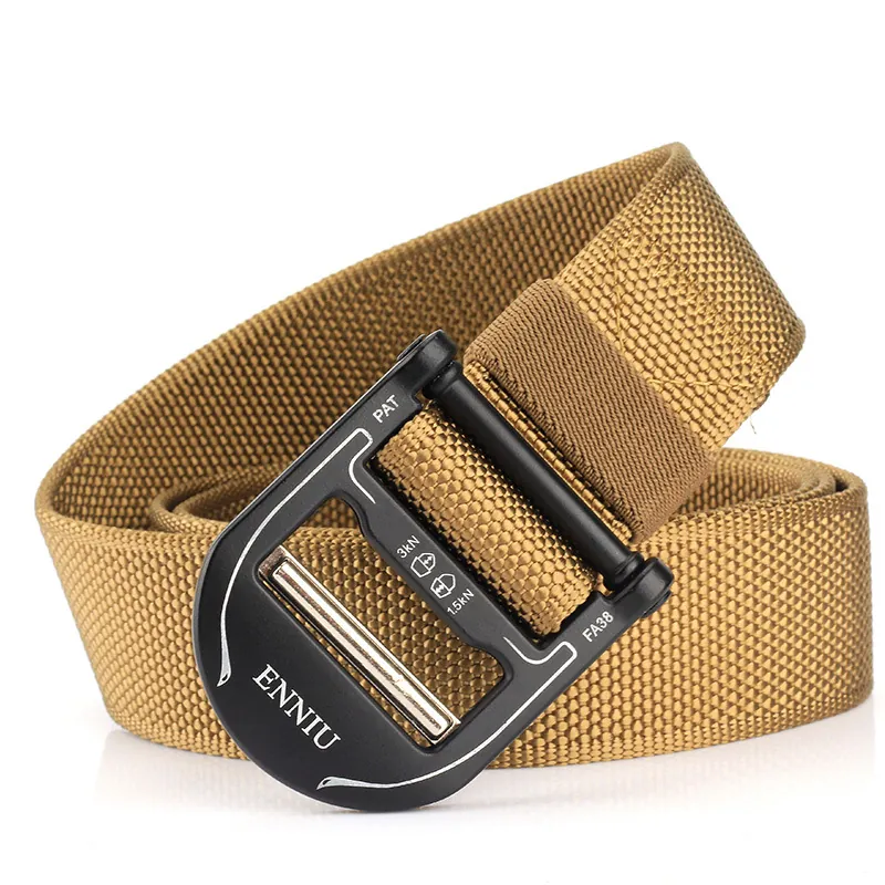 Men's Heavy Duty Tactical Belt Quick Release Zinc Alloy Buckle Breathable Nylon Webbing Outdoor Combat Training Work Belt