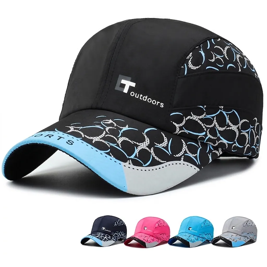 Casquette de Baseball Sport Séchage Rapide Polyester Respirant Chapeau Soleil Design Géométrique Ajustable Pêche