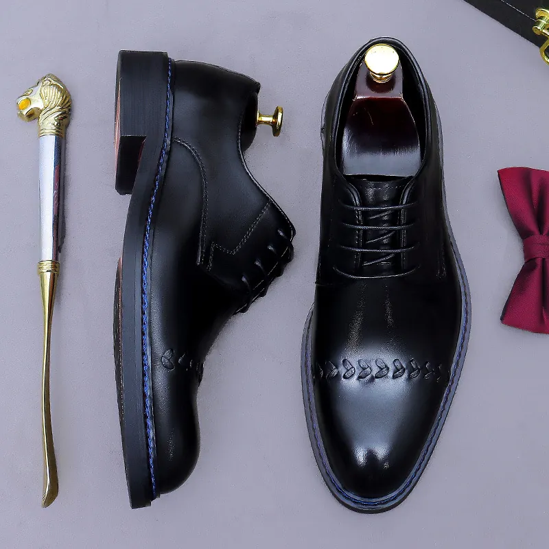 Herren Rindsleder Derby Schuhe Business Formell Anzugschuhe Mit Geflochtenem Detail Größensteigernd Arbeit Hochzeit Schuhe