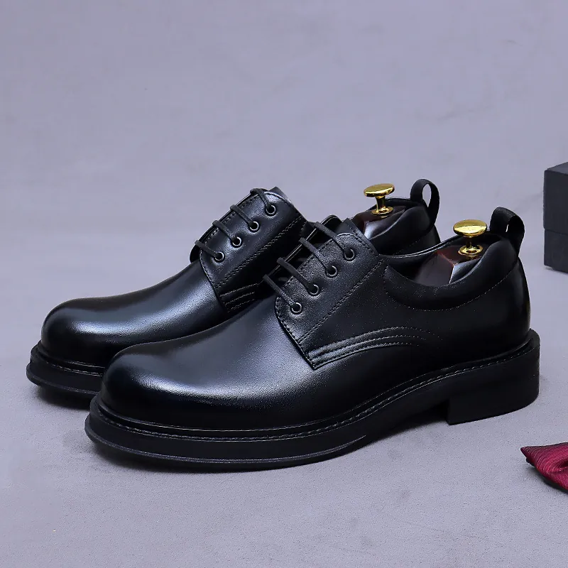 Herren Rindsleder Derby Schuhe Business Formelle Halbschuhe Britischen Stil Schnürer Lässig Büro Hochzeit Leder Schuhe
