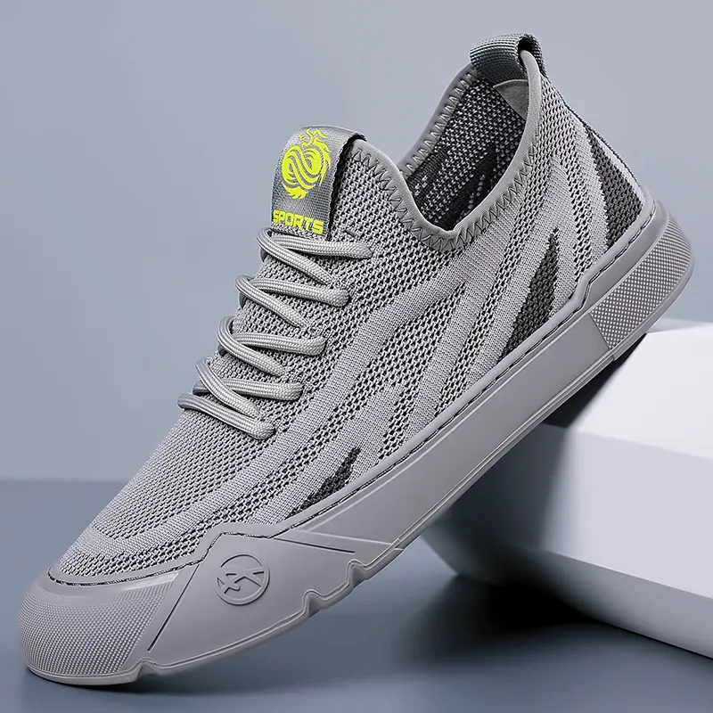 Zapatillas Casuales de Hombre Transpirable Flyknit Malla Zapatos para Caminar Ligero Antideslizante Zapatos de Correr Sin Cordones Hombre