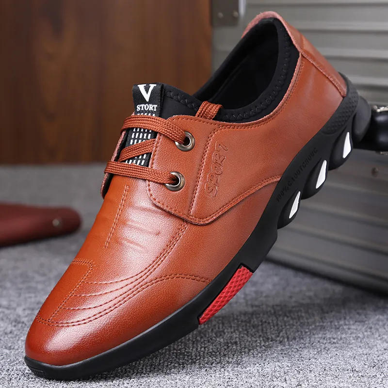 Chaussures en Cuir Décontractées pour Hommes Tige en Cuir de Vache Respirante Semelle en Caoutchouc Antidérapante À Lacets Mocassins de Bureau pour Hommes