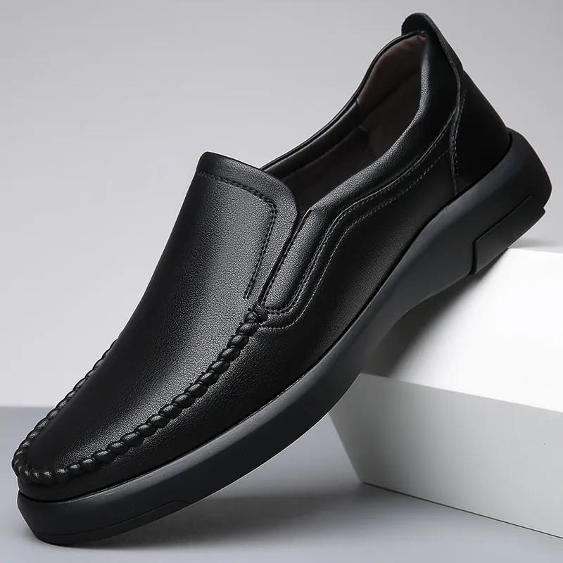 Mocasines de Hombre de Cuero de Vaca Casual de Negocios Zapatos de Vestir Suela de Caucho Resistente al Desgaste Formales