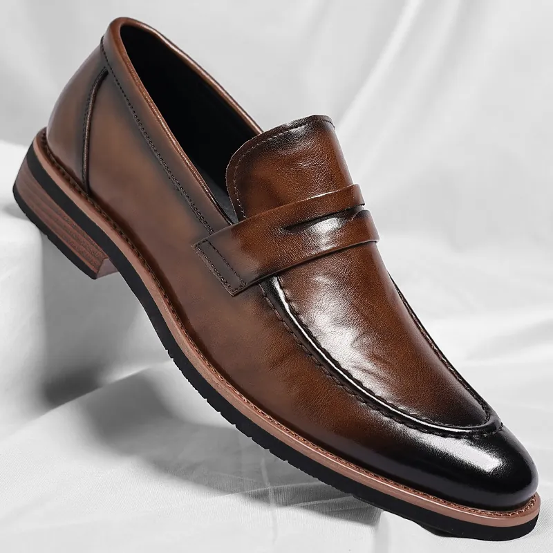 Men Business Casual Loafers Microfiber Leather British Style Slip-On Soft Sole Formal Wedding Dress Shoes For Men